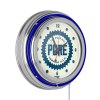 Pure Oil Chrome Double Rung Neon Clock - Wordmark - American Roadtrip